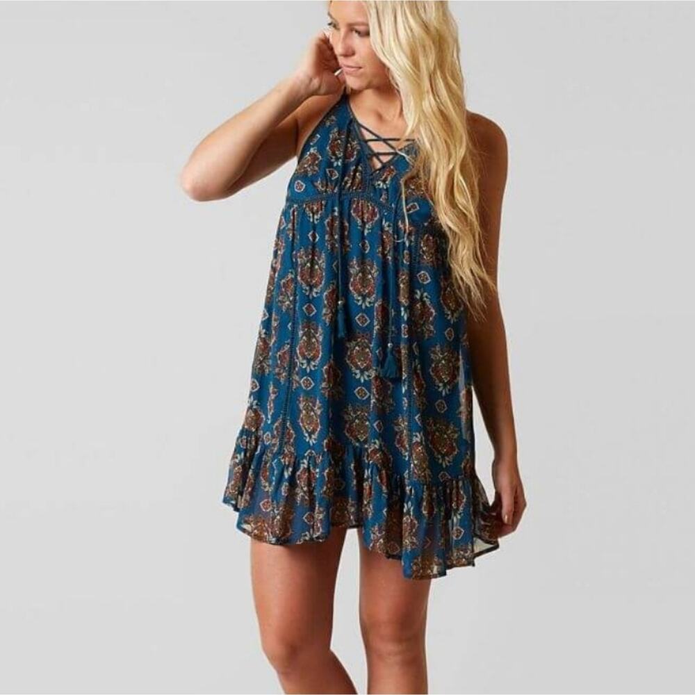 Coco + Jaimeson NWT rough water boho chiffon mini dress woman's size small
